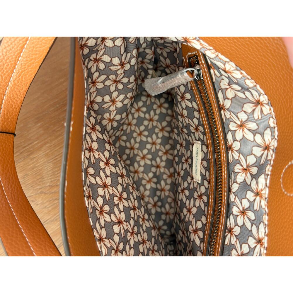 Vera Bradley Slouchy Bucket Shoulder Bag Roasted Pecan Faux Leather NWT Flaw - Picture 8 of 10